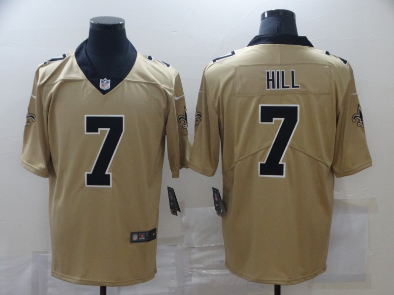 Men's New Orleans Saints Taysom Hill #7 Gold Inverted Jersey
